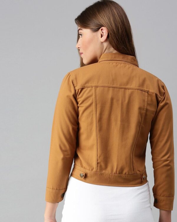 Women's Brown Cropped Button-Up Jacket - Image 5