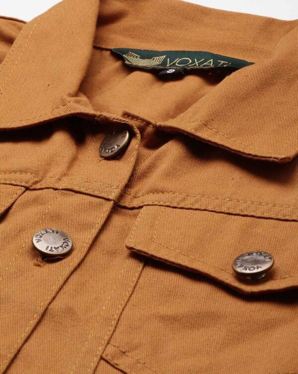 Women's Brown Cropped Button-Up Jacket - Image 7