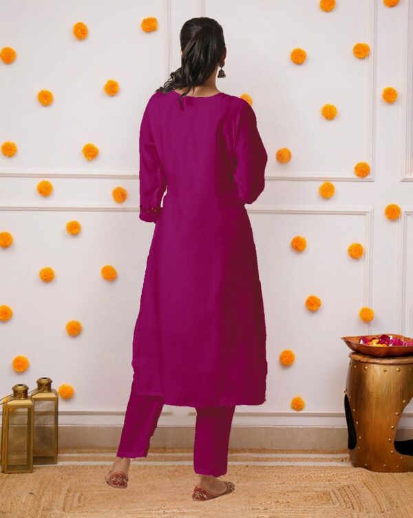 Stylish Purple Kurti Set with Embroidery & Matching Dupatta - Image 6