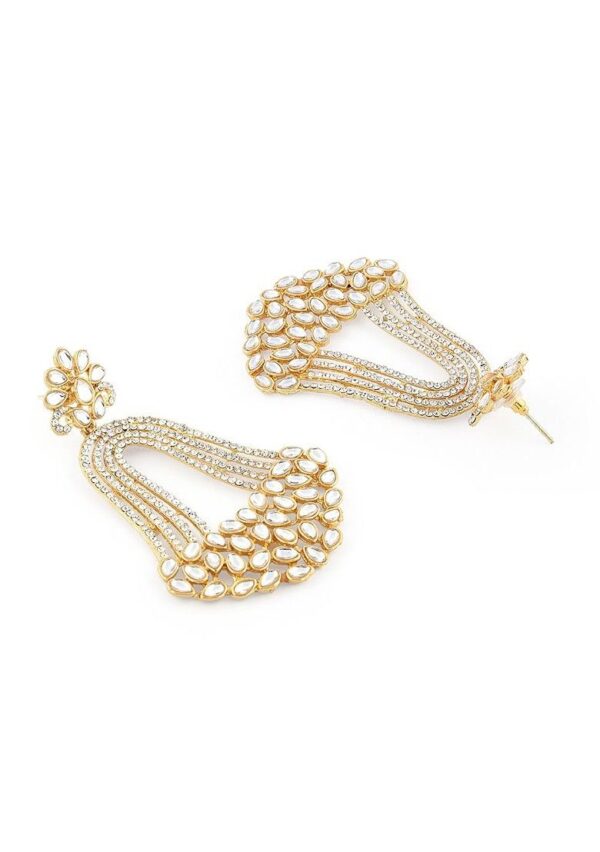 Gold Plated White Contemporary Drop Earrings - Image 3