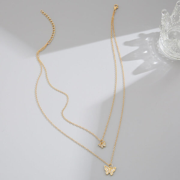 Double Flutter - Cute Double Butterfly Gold Two Layer Chain - Image 3