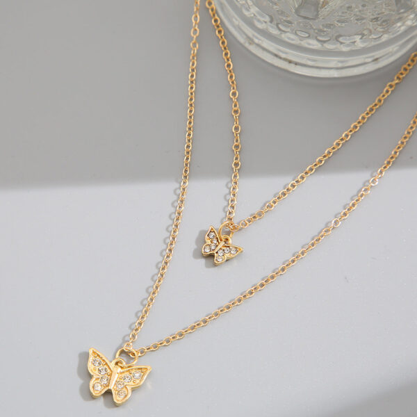 Double Flutter - Cute Double Butterfly Gold Two Layer Chain - Image 2