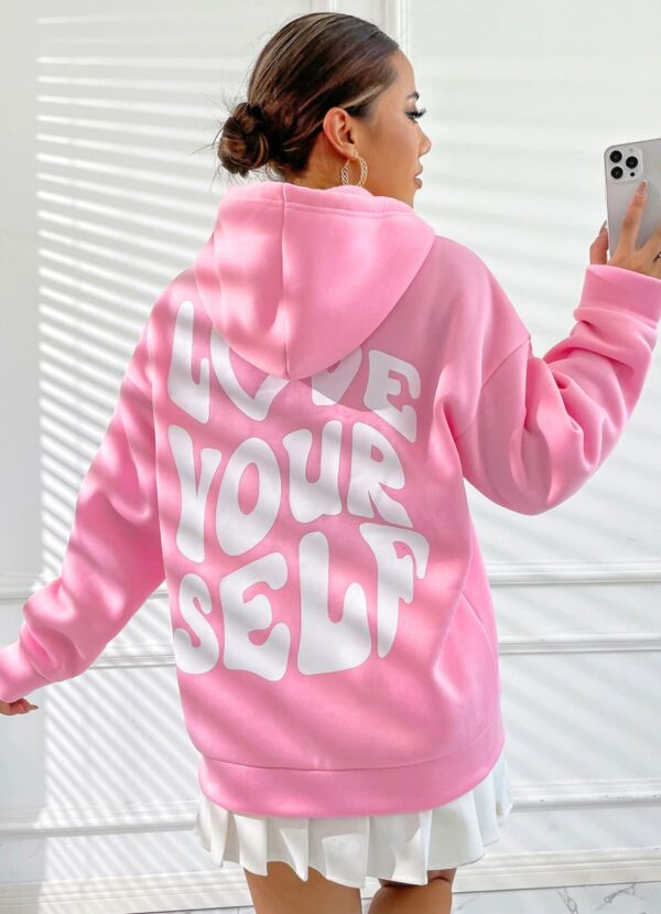 Love Yourself Mint Pink Hoodie - Image 3