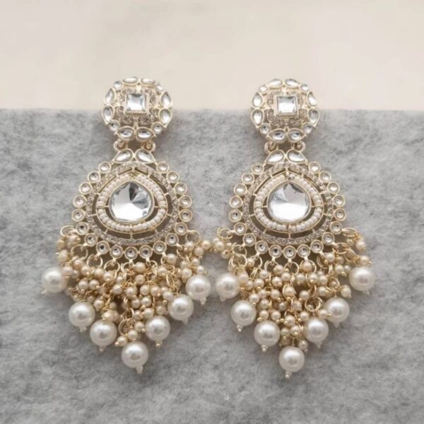 WHITE GOLD TRANDING BOLLYWOOD STYLE DROP & DANGLERS EARRING FOR GIRLS & WOMEN - Image 2