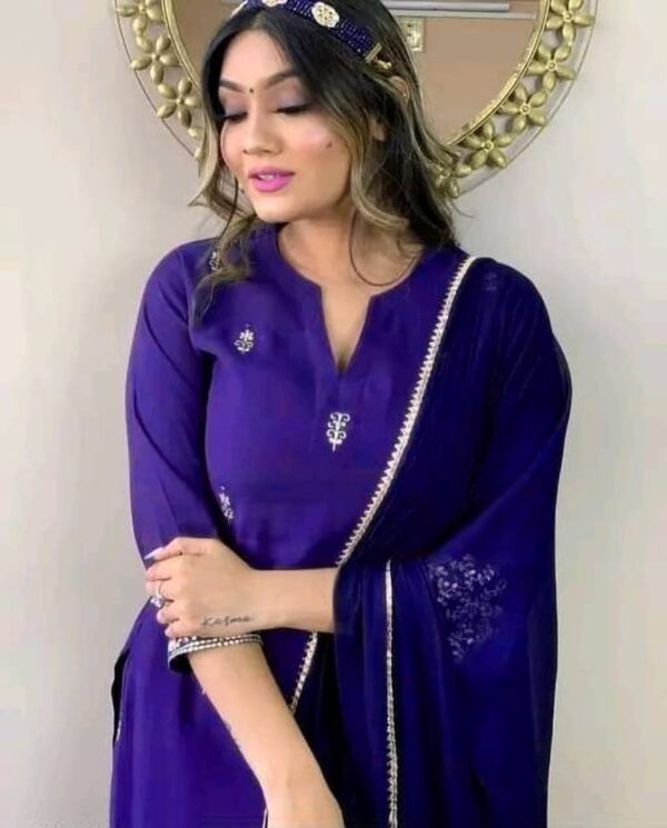 Women Viscose Rayon Kurti Pant Dupatta Set - Image 2