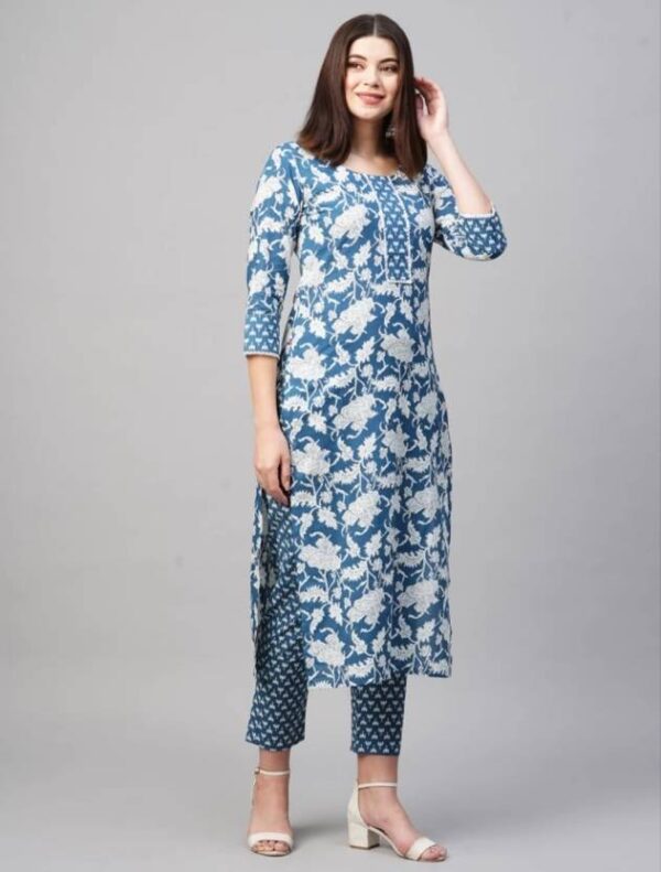 Women Viscose Rayon Kurta Pant Set - Image 2